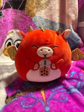 Squishmallows Red Dragon Plush with Gold Accents